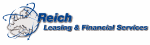 Logo von Reich Leasing & Financial Services mit Weltkugel-Symbol und blauer Schrift.