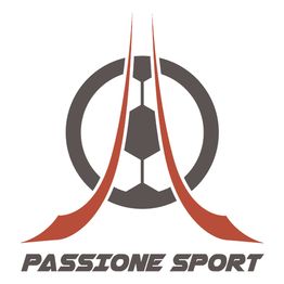 Logo stilizzato con scritta "Passione Sport" e forma stilizzata di una palla.