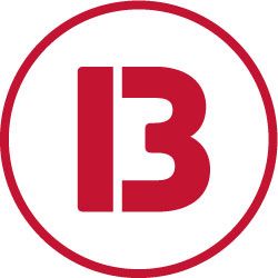 Rotes "B"-Logo in einem Kreis auf weißem Hintergrund.