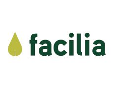 Logo mit grünem Schriftzug "facilia" und einem blattförmigen Symbol links daneben.