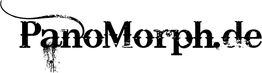 Schwarzes "PanoMorph.de" Logo mit dekorativen Elementen auf weißem Hintergrund.