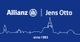 Blaue Grafik mit Allianz-Logo, "Jens Otto" und Stadtsilhouette, Text: "anno 1993".