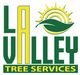 Logo of LA Valley Tree Services with sun, leaf, and bold green-yellow text.