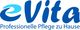 Logo von eVita mit dem Slogan "Professionelle Pflege zu Hause" in Blautönen.