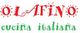 Logo mit "OLAFINO" in Rot und "cucina italiana" in Grün stilisiertem Text auf weißem Hintergrund.