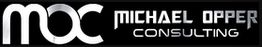 "Schwarzes Logo mit weißem Text: MOC Michael Opper Consulting."