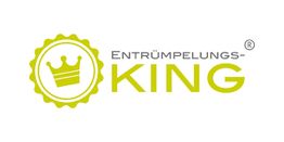 Logo mit Krone und Text "Entrümpelungs-King" in gelb auf weißem Hintergrund.