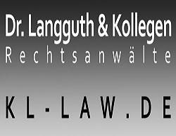 Text "Dr. Langguth & Kollegen, Rechtsanwälte, KL-LAW.DE" auf grauem Hintergrund.