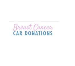 Text: "Breast Cancer Car Donations" in pink and blue lettering on a white background.