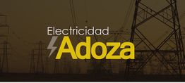 Torres de electricidad con el texto "Electricidad Adoza" en el centro de la imagen.