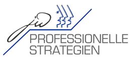 Logo mit Text "Professionelle Strategien", Abstrakte Linienkunst oben.