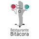 Logotipo del Restaurante Bitácora con un símbolo abstracto de utensilios de cocina.