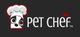 Logo of "Pet Chef" with a cartoon dog wearing a chef's hat on a black background.