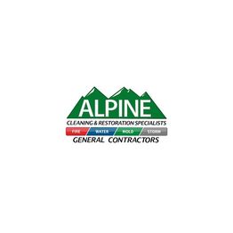 Alpine Cleaning and Restoration logo with green mountains and “General Contractors” text.