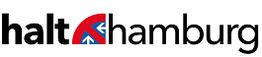 Textlogo "halthamburg" mit Verkehrsschild im Buchstaben "a".