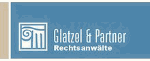 Logo von Glatzel & Partner, Rechtsanwälte, mit Säulensymbol auf blauem Hintergrund.