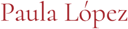 Texto rojo que dice "Paula López" en letra elegante.