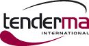 Logo mit dem Text "tenderma INTERNATIONAL" in Schwarz und Rot auf weißem Hintergrund.
