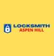 Logo showing "Locksmith Aspen Hill" with a lock icon on a yellow background.