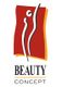 Logo mit rotem Hintergrund, abstrakter Figur und Text "Beauty Concept" darunter.