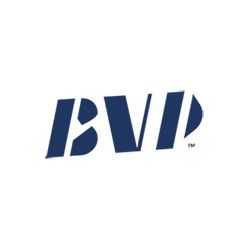 Bold blue "BVD" logo on a white background.