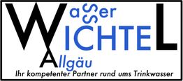 "Wasserwichtel Allgäu Logo mit Slogan: Ihr kompetenter Partner rund ums Trinkwasser."