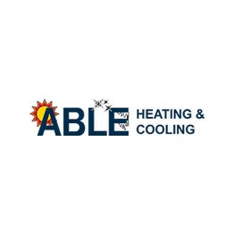 Logo of Able Heating & Cooling with a sun and snowflake design.