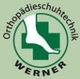 Logo von Orthopädieschuhtechnik Werner, grünes Kreuz mit Fußsilhouette.