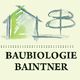 Zeichnung eines Hauses und Baums, darunter der Text "BAUBIOLOGIE BAINTNER".