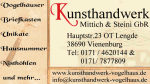 Werbeanzeige für Kunsthandwerk Mütlich & Steini GbR mit Kontaktinformationen und Produkte.