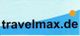 "Logo mit Schriftzug 'travelmax.de', blauem Bogen und orangefarbener Sonne im Hintergrund."