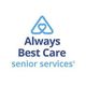 Always Best Care logo with a heart in a blue triangular shape; text: senior services.