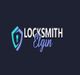 Logo of Locksmith Elgin with a blue shield and keyhole on a dark background.
