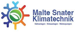 Logo von "Malte Snater Klimatechnik" mit Symbolen für Kälte, Klima und Wärme.