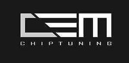 Schwarzes Logo mit weißem Text "CEM Chiptuning".