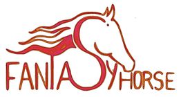 Logo aus Pferdekopf und Schriftzug "FANTASYHORSE" in stilisierten roten und orangenen Linien.