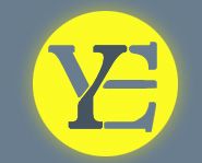 Gelbes Logo mit den Buchstaben "YE" in Grau auf grauem Hintergrund.
