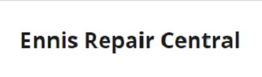 Text reading "Ennis Repair Central" in black font on a white background.
