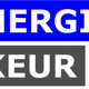 Tekst: "ENERGIE KEUR" met een plus-symbool ernaast, in blauwe en grijze vakken.