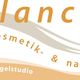 Logo von "balance kosmetik- & nailschool", orange Schrift, Kosmetik- & Nagelstudio.