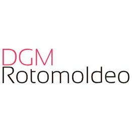 Logo con texto "DGM Rotomoldeo" en fondo blanco.