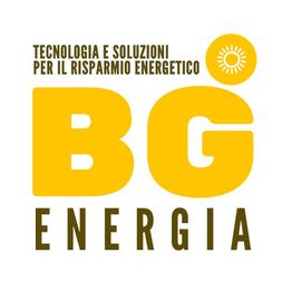 Logo di BG Energia con sole stilizzato, testo: "Tecnologia e soluzioni per il risparmio energetico".