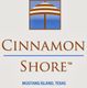 Cinnamon Shore logo with an umbrella, Mustang Island, Texas.