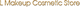 "Gold text: L Makeup Cosmetic Store on a transparent background."