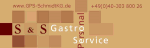 S&S Gastro Personal Service Logo mit Website und Telefonnummer auf beigem Hintergrund.