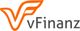 Logo der Firma vFinanz mit orangenem Flügel-Symbol und grauem Text.