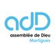 Logo de l'assemblée de Dieu Martigues avec initiales "add" en bleu.