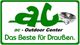 ac Outdoor-Center-Logo mit Diamant, Text: "Das Beste für Draußen."