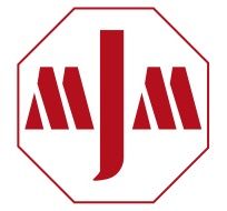 Rotes Logo mit den Buchstaben "MJM" in einem achteckigen Rahmen.
