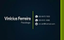 Cartão de visita de psicólogo com nome, dois números de telefone e um e-mail de contato.